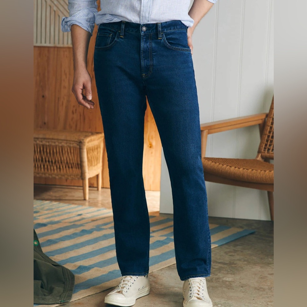 Men's Faherty Organic Cotton Slim Straight Denim - Cove Point Wash Size 29